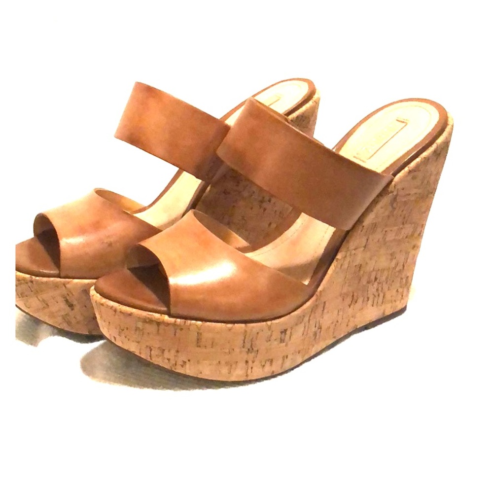 Schutz camel colored wedges